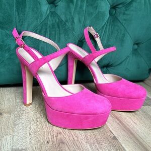 Stuart Weitzman, high platform heels, never worn, hot pink & adorable!